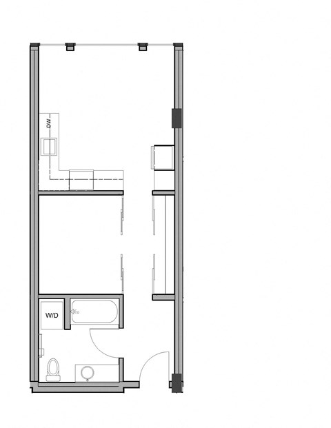 Floor plan for 1 bed, 1 bath, 467 sqft